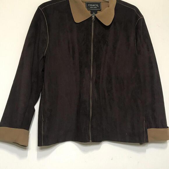 Coaco Jackets & Blazers - Coaco Womens Coat Size XL Brown Collared Full Zip Pockets